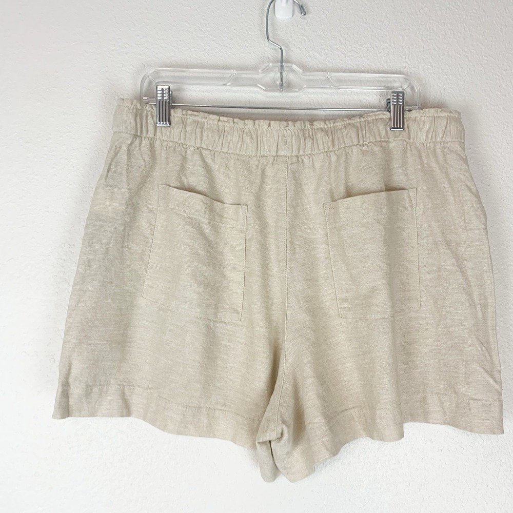 Gap Shorts Womens Large Linen Blend Pull-On Khaki Sand Beach Coastal High Waist - Picture 2 of 10